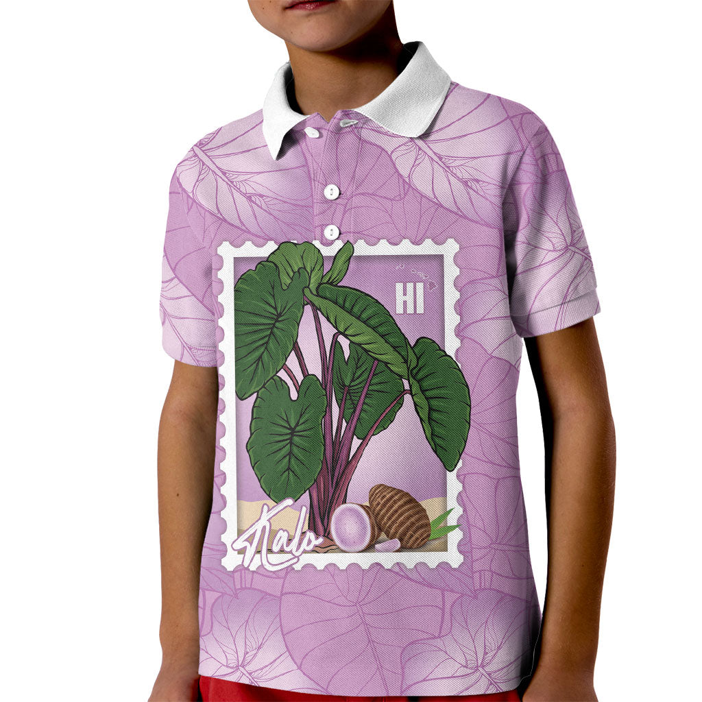 Aloha Hawaii Kalo Kid Polo Shirt Hawaiian Taro Leaves Stylized Stamp