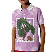 Aloha Hawaii Kalo Kid Polo Shirt Hawaiian Taro Leaves Stylized Stamp LT14 Kid Purple - Polynesian Pride