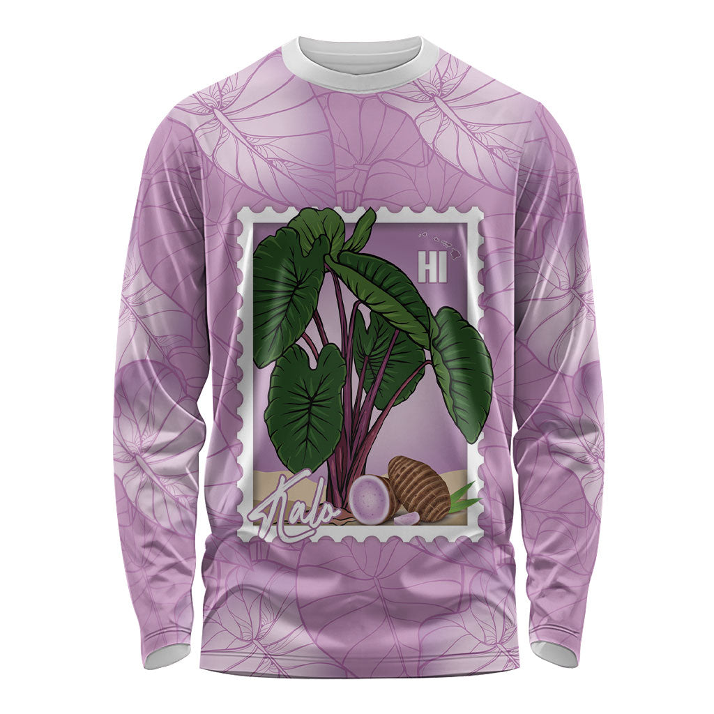Aloha Hawaii Kalo Long Sleeve Shirt Hawaiian Taro Leaves Stylized Stamp