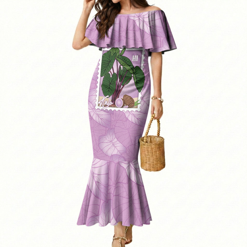 Aloha Hawaii Kalo Mermaid Dress Hawaiian Taro Leaves Stylized Stamp