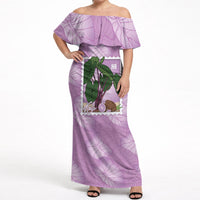 Aloha Hawaii Kalo Off Shoulder Maxi Dress Hawaiian Taro Leaves Stylized Stamp LT14 Women Purple - Polynesian Pride
