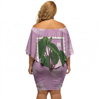 Aloha Hawaii Kalo Off Shoulder Short Dress Hawaiian Taro Leaves Stylized Stamp LT14 - Polynesian Pride