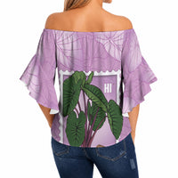 Aloha Hawaii Kalo Off Shoulder Wrap Waist Top Hawaiian Taro Leaves Stylized Stamp LT14 - Polynesian Pride