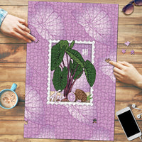 Aloha Hawaii Kalo Puzzle Hawaiian Taro Leaves Stylized Stamp LT14 Purple - Polynesian Pride