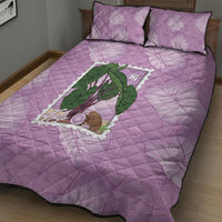 Aloha Hawaii Kalo Quilt Bed Set Hawaiian Taro Leaves Stylized Stamp LT14 - Polynesian Pride