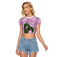 Aloha Hawaii Kalo Raglan Cropped T Shirt Hawaiian Taro Leaves Stylized Stamp LT14 Female Purple - Polynesian Pride
