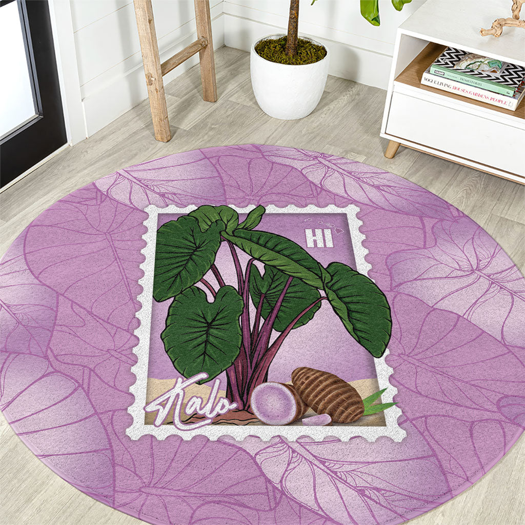 Aloha Hawaii Kalo Round Carpet Hawaiian Taro Leaves Stylized Stamp