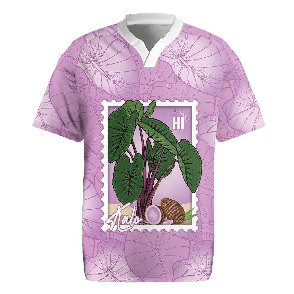 Aloha Hawaii Kalo Rugby Jersey Hawaiian Taro Leaves Stylized Stamp