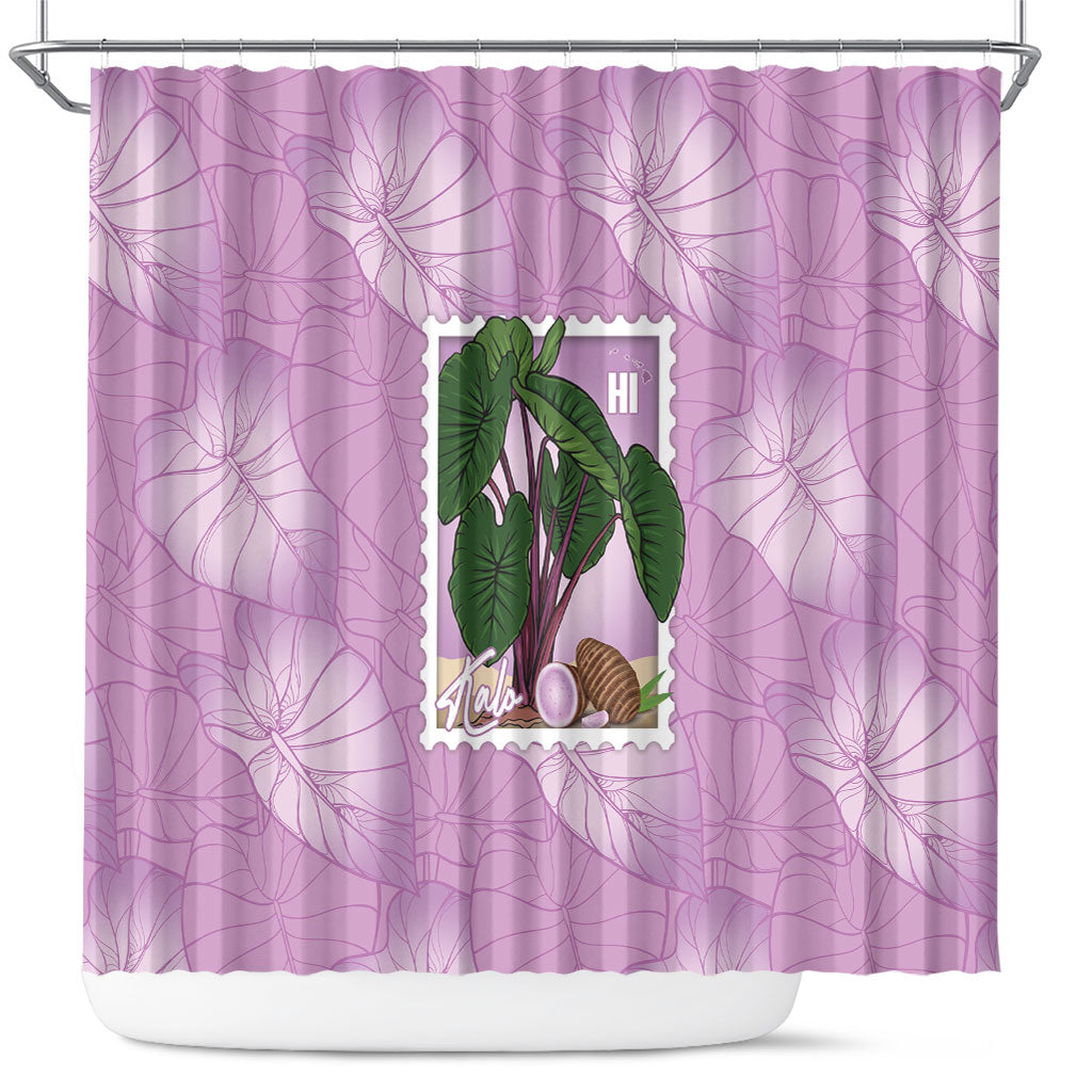 Aloha Hawaii Kalo Shower Curtain Hawaiian Taro Leaves Stylized Stamp