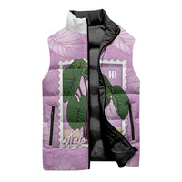 Aloha Hawaii Kalo Sleeveless Puffer Jacket Hawaiian Taro Leaves Stylized Stamp LT14 - Polynesian Pride