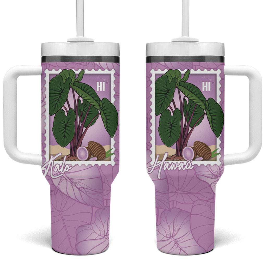 Aloha Hawaii Kalo Tumbler With Handle Hawaiian Taro Leaves Stylized Stamp