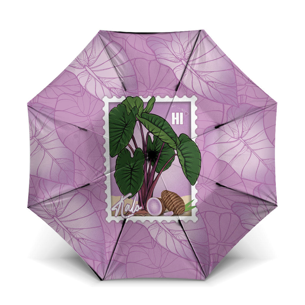 Aloha Hawaii Kalo Umbrella Hawaiian Taro Leaves Stylized Stamp