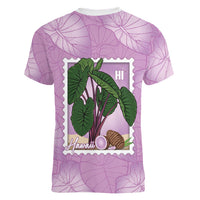 Aloha Hawaii Kalo Women V-Neck T-Shirt Hawaiian Taro Leaves Stylized Stamp LT14 - Polynesian Pride