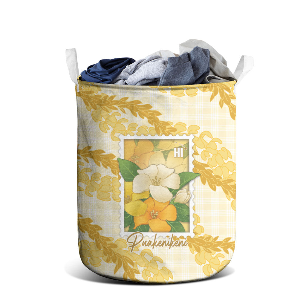 Aloha Hawaii Puakenikeni Laundry Basket Hawaiian Lei Palaka Motifs Stylized Stamp LT14 - Polynesian Pride