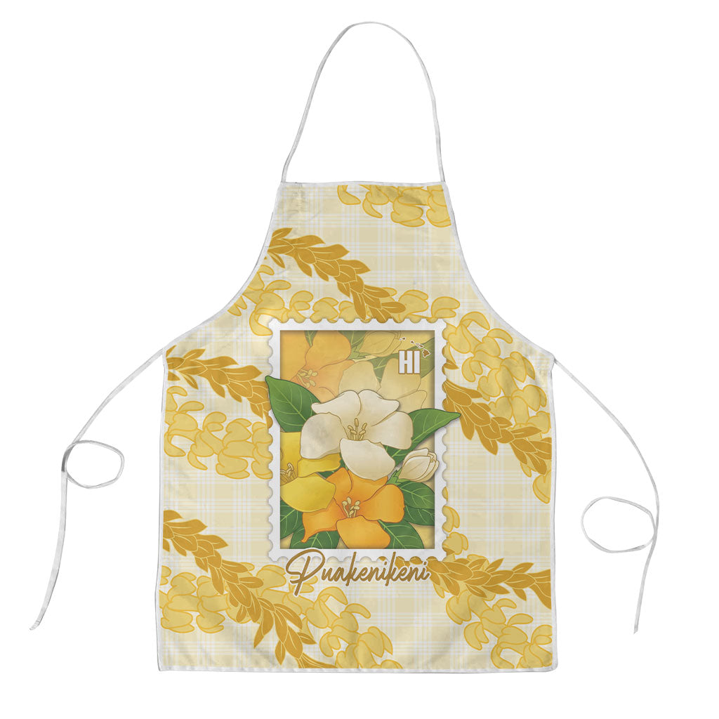 Aloha Hawaii Puakenikeni Apron Hawaiian Lei Palaka Motifs Stylized Stamp