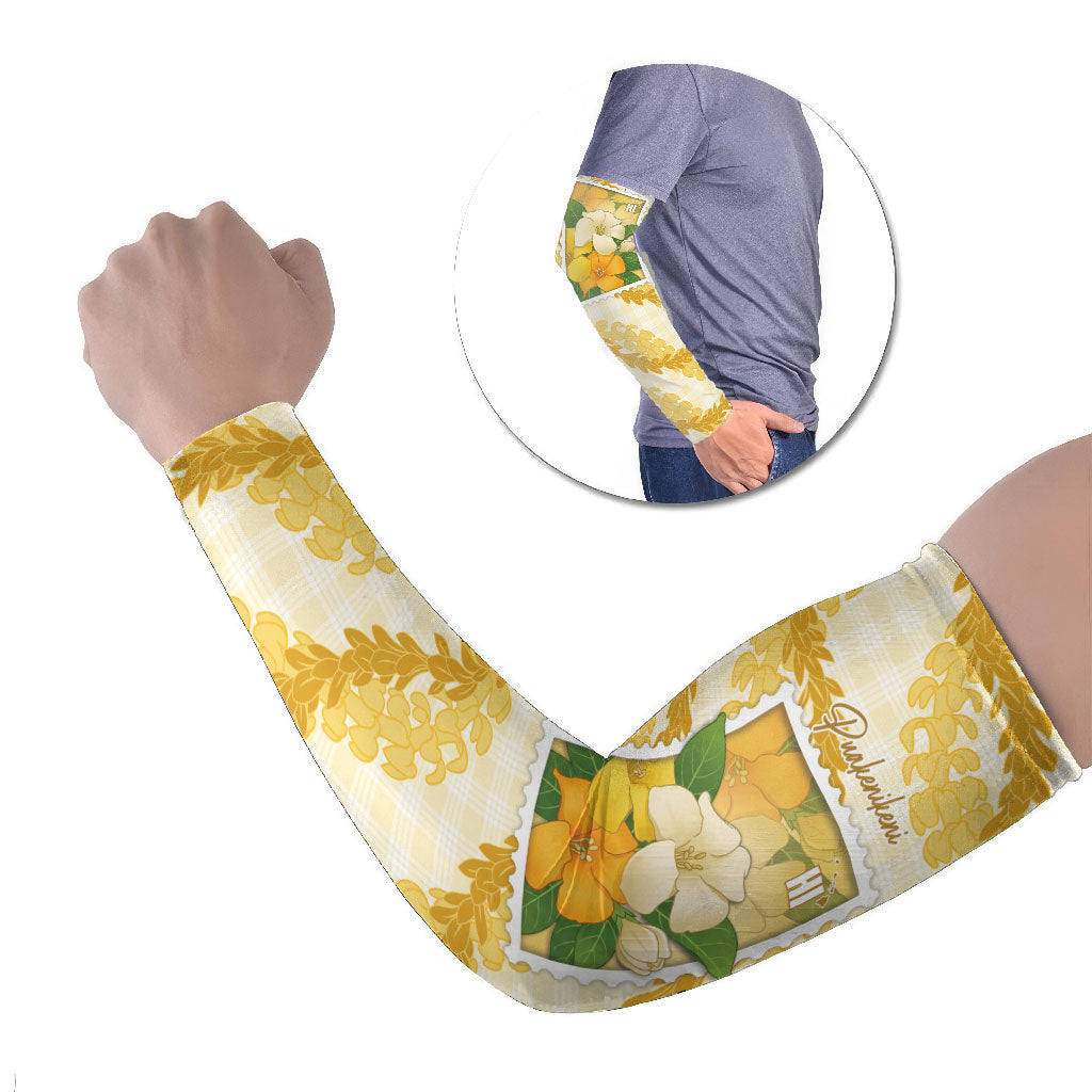 Aloha Hawaii Puakenikeni Arm Sleeves Hawaiian Lei Palaka Motifs Stylized Stamp