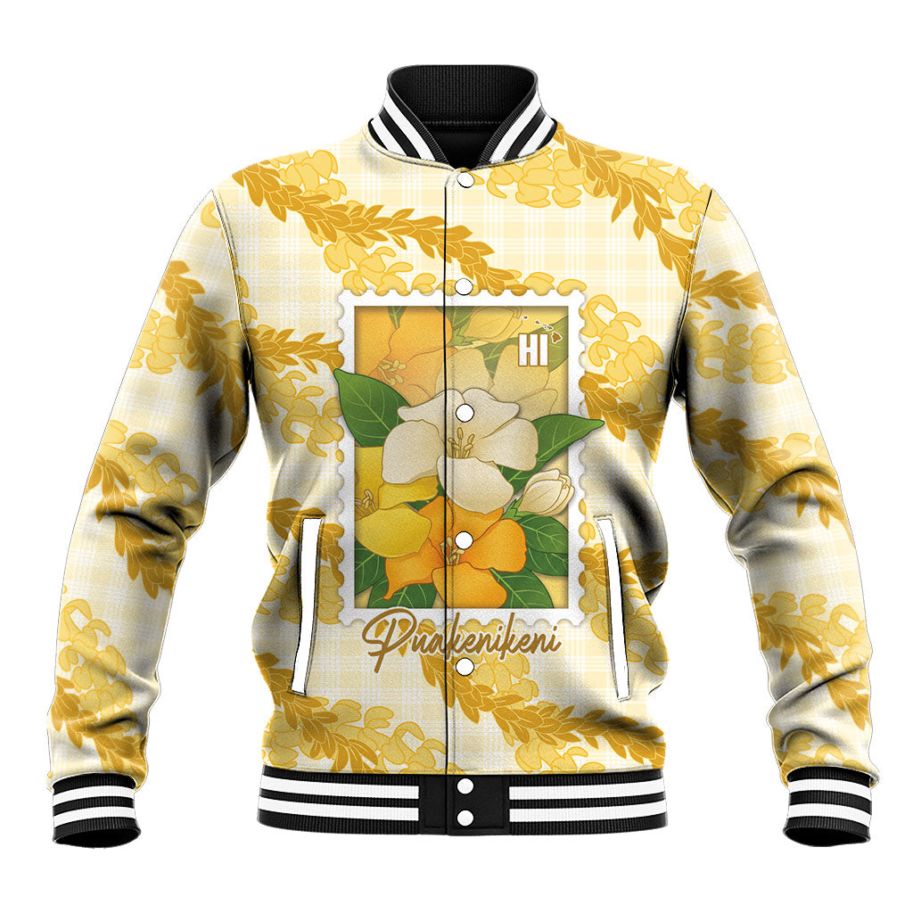 Aloha Hawaii Puakenikeni Baseball Jacket Hawaiian Lei Palaka Motifs Stylized Stamp