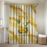Aloha Hawaii Puakenikeni Bathroom Set Hawaiian Lei Palaka Motifs Stylized Stamp LT14 Shower Curtain Only Yellow - Polynesian Pride