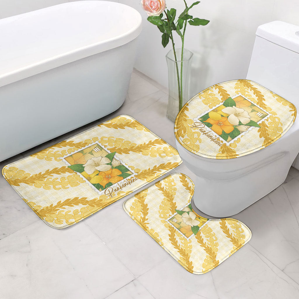 Aloha Hawaii Puakenikeni Bathroom Set Hawaiian Lei Palaka Motifs Stylized Stamp LT14 - Polynesian Pride
