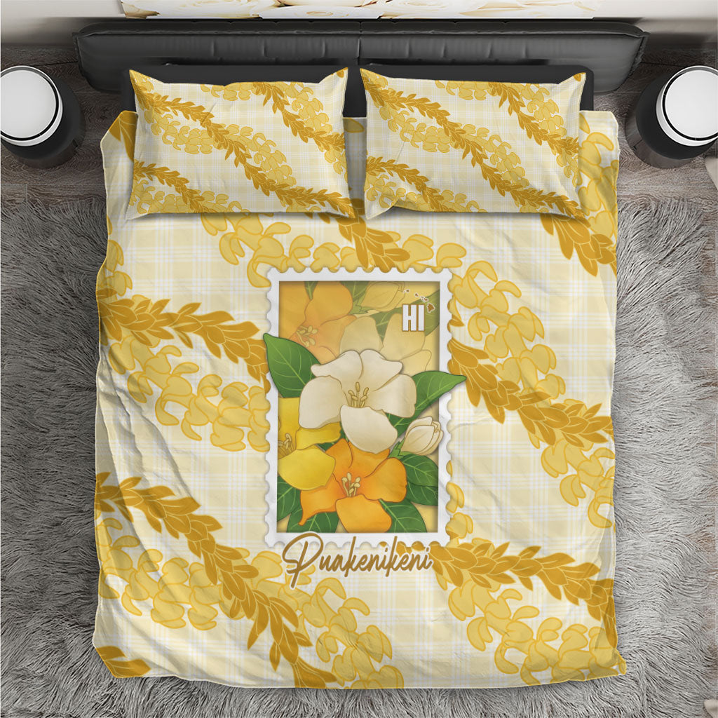 Aloha Hawaii Puakenikeni Bedding Set Hawaiian Lei Palaka Motifs Stylized Stamp