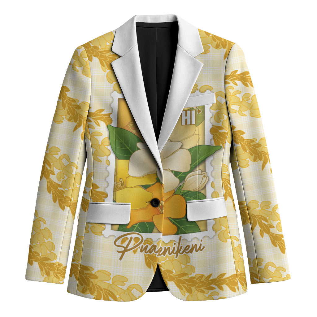 Aloha Hawaii Puakenikeni Blazer Hawaiian Lei Palaka Motifs Stylized Stamp