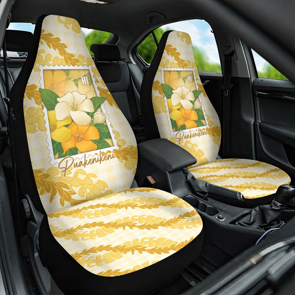 Aloha Hawaii Puakenikeni Car Seat Cover Hawaiian Lei Palaka Motifs Stylized Stamp