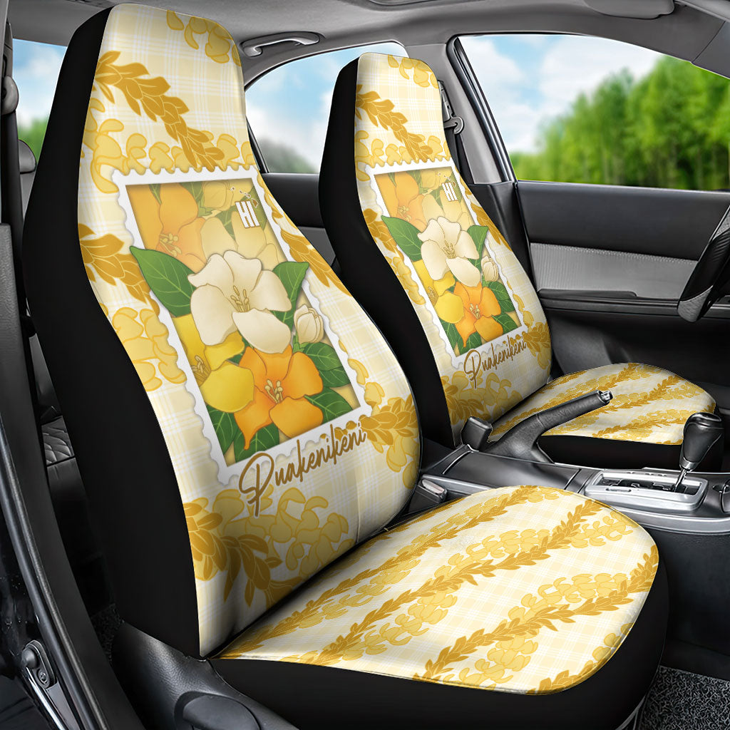 Aloha Hawaii Puakenikeni Car Seat Cover Hawaiian Lei Palaka Motifs Stylized Stamp LT14 - Polynesian Pride