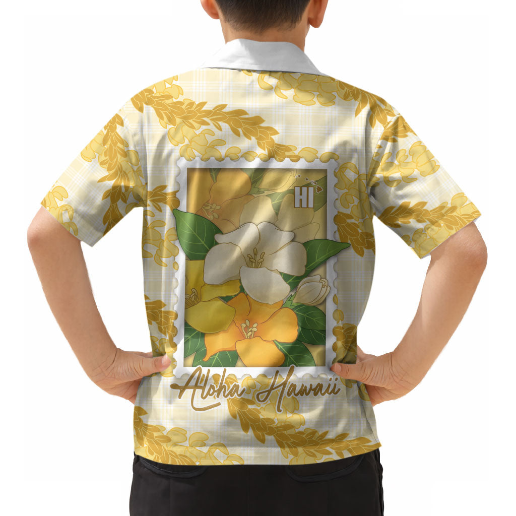 Aloha Hawaii Puakenikeni Kid Hawaiian Shirt Hawaiian Lei Palaka Motifs Stylized Stamp LT14 - Polynesian Pride