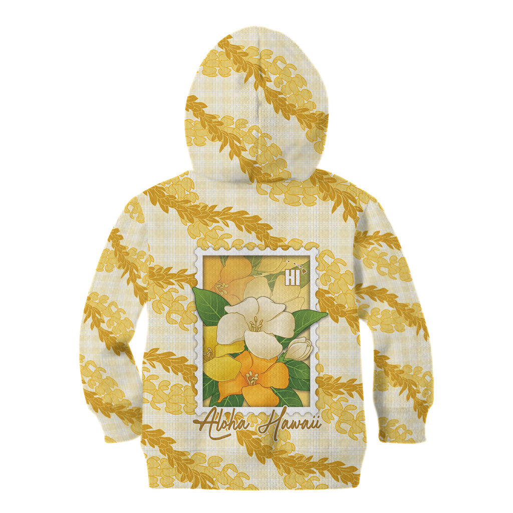 Aloha Hawaii Puakenikeni Kid Hoodie Hawaiian Lei Palaka Motifs Stylized Stamp LT14 - Polynesian Pride