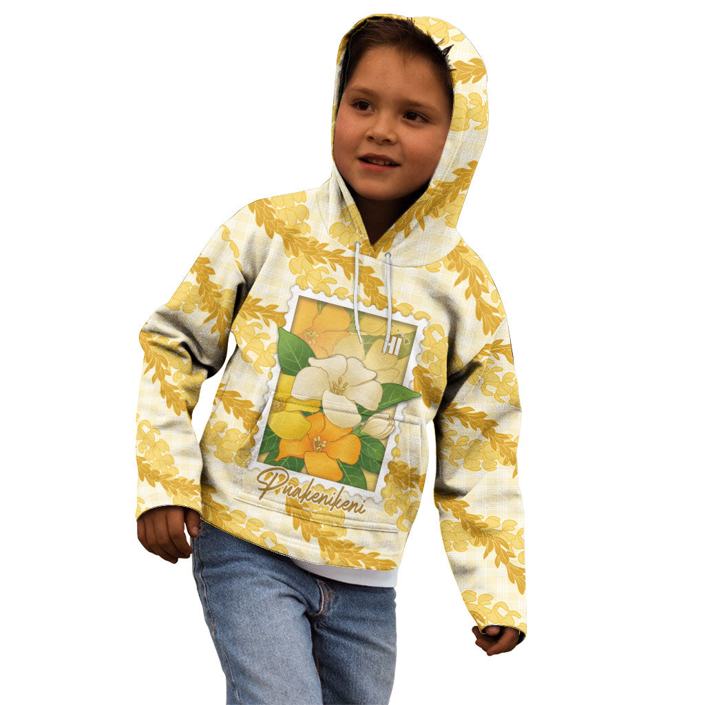 Aloha Hawaii Puakenikeni Kid Hoodie Hawaiian Lei Palaka Motifs Stylized Stamp LT14 - Polynesian Pride