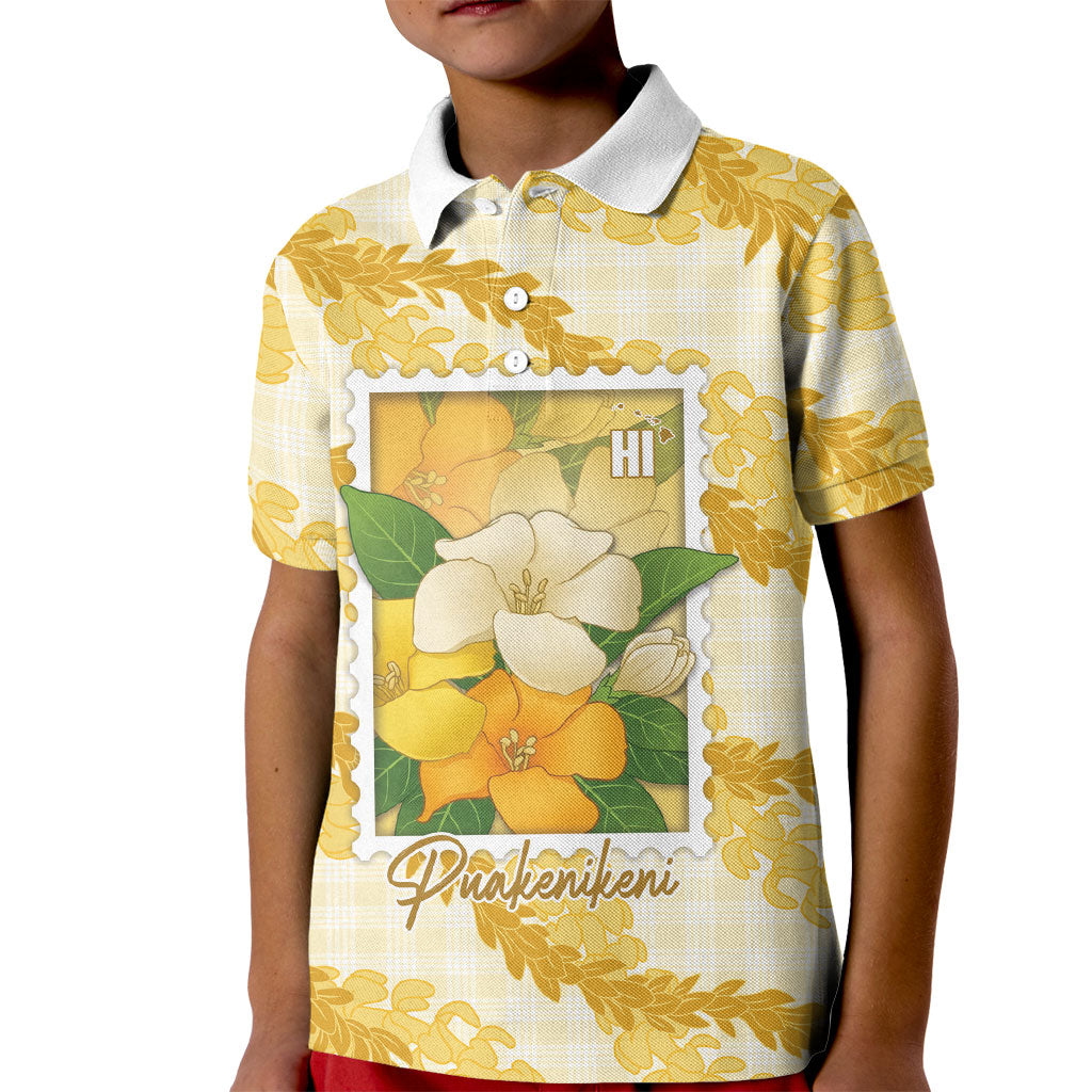 Aloha Hawaii Puakenikeni Kid Polo Shirt Hawaiian Lei Palaka Motifs Stylized Stamp