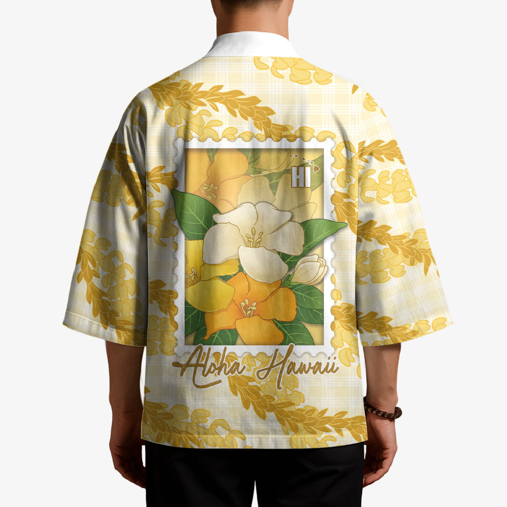 Aloha Hawaii Puakenikeni Kimono Hawaiian Lei Palaka Motifs Stylized Stamp LT14 - Polynesian Pride