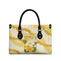 Aloha Hawaii Puakenikeni Leather Bag Hawaiian Lei Palaka Motifs Stylized Stamp LT14 - Polynesian Pride