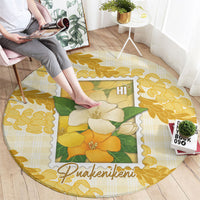 Aloha Hawaii Puakenikeni Round Carpet Hawaiian Lei Palaka Motifs Stylized Stamp LT14 - Polynesian Pride