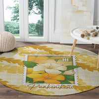 Aloha Hawaii Puakenikeni Round Carpet Hawaiian Lei Palaka Motifs Stylized Stamp LT14 - Polynesian Pride