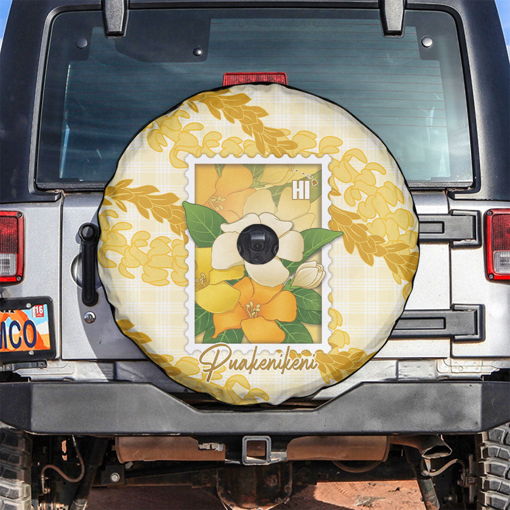 Aloha Hawaii Puakenikeni Spare Tire Cover Hawaiian Lei Palaka Motifs Stylized Stamp LT14 Yellow - Polynesian Pride