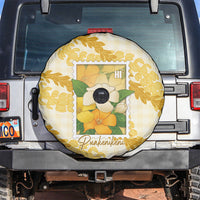 Aloha Hawaii Puakenikeni Spare Tire Cover Hawaiian Lei Palaka Motifs Stylized Stamp LT14 Yellow - Polynesian Pride