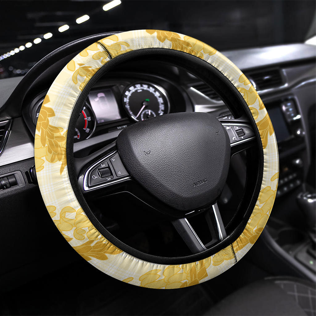 Aloha Hawaii Puakenikeni Steering Wheel Cover Hawaiian Lei Palaka Motifs Stylized Stamp