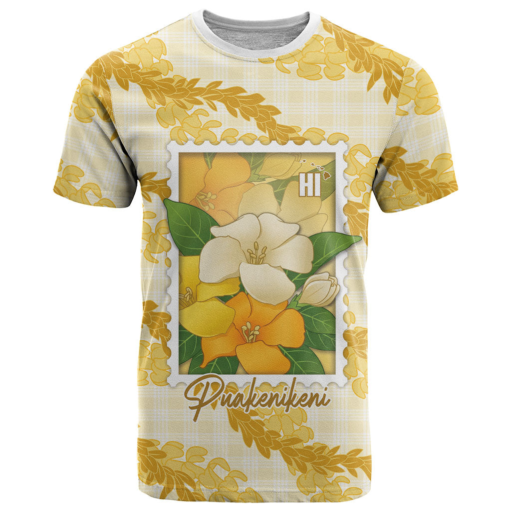 Aloha Hawaii Puakenikeni T Shirt Hawaiian Lei Palaka Motifs Stylized Stamp