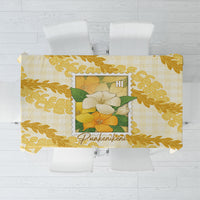 Aloha Hawaii Puakenikeni Tablecloth Hawaiian Lei Palaka Motifs Stylized Stamp LT14 Yellow - Polynesian Pride