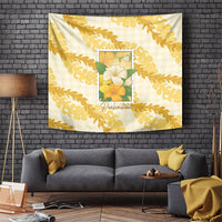 Aloha Hawaii Puakenikeni Tapestry Hawaiian Lei Palaka Motifs Stylized Stamp LT14 Yellow - Polynesian Pride