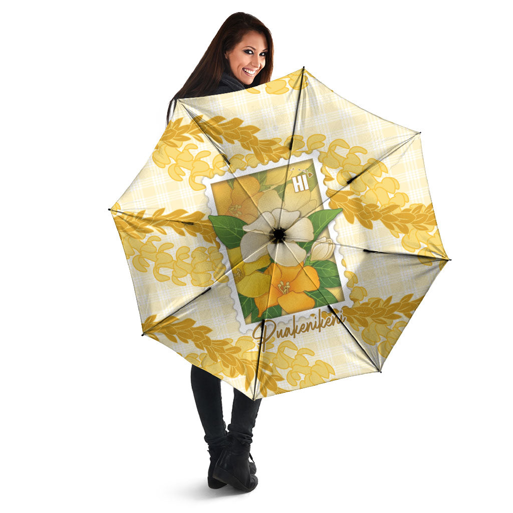 Aloha Hawaii Puakenikeni Umbrella Hawaiian Lei Palaka Motifs Stylized Stamp LT14 - Polynesian Pride