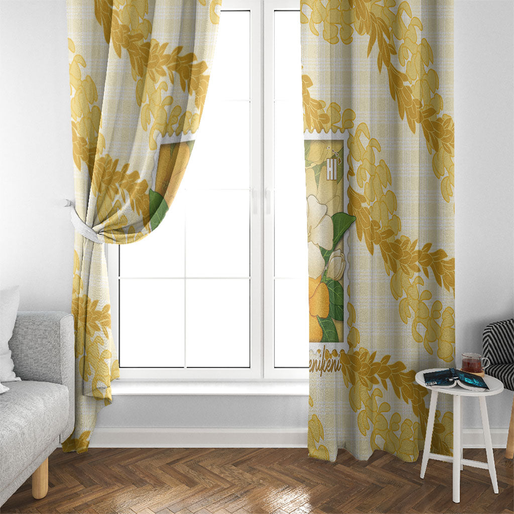 Aloha Hawaii Puakenikeni Window Curtain Hawaiian Lei Palaka Motifs Stylized Stamp LT14 - Polynesian Pride