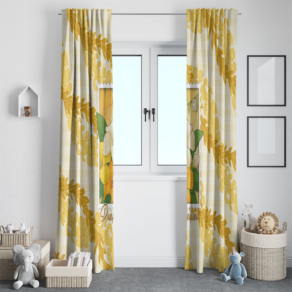 Aloha Hawaii Puakenikeni Window Curtain Hawaiian Lei Palaka Motifs Stylized Stamp LT14 - Polynesian Pride