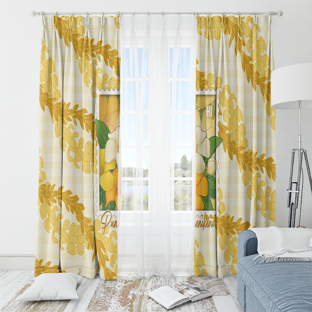 Aloha Hawaii Puakenikeni Window Curtain Hawaiian Lei Palaka Motifs Stylized Stamp LT14 - Polynesian Pride
