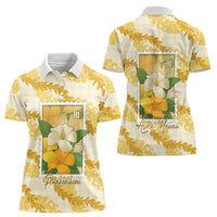 Aloha Hawaii Puakenikeni Women Polo Shirt Hawaiian Lei Palaka Motifs Stylized Stamp LT14 - Polynesian Pride