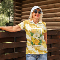 Aloha Hawaii Puakenikeni Women Polo Shirt Hawaiian Lei Palaka Motifs Stylized Stamp LT14 - Polynesian Pride