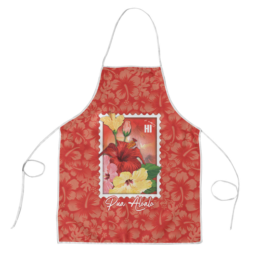 Aloha Hawaii Pua Aloalo Apron Hawaiian Hibiscus Flowers Stylized Stamp
