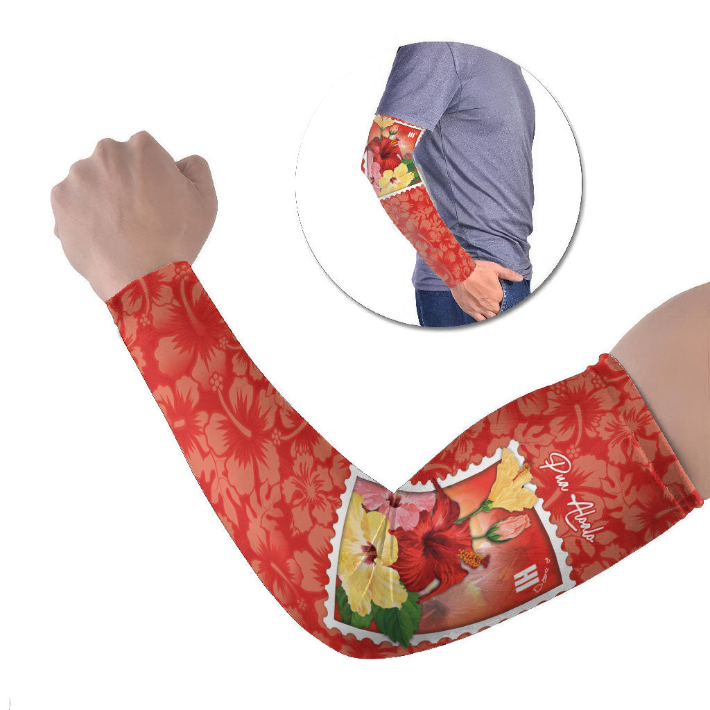 Aloha Hawaii Pua Aloalo Arm Sleeves Hawaiian Hibiscus Flowers Stylized Stamp