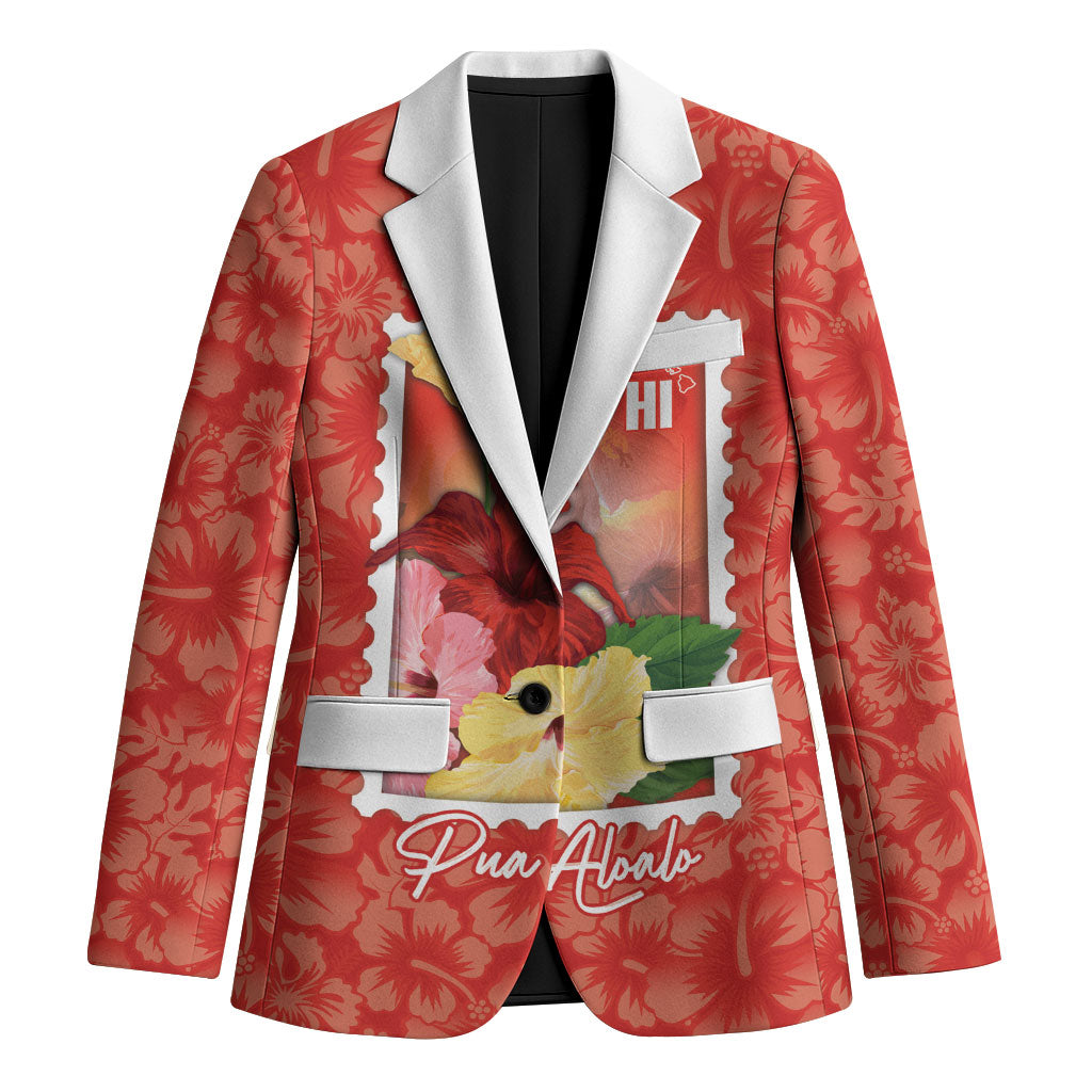 Aloha Hawaii Pua Aloalo Blazer Hawaiian Hibiscus Flowers Stylized Stamp